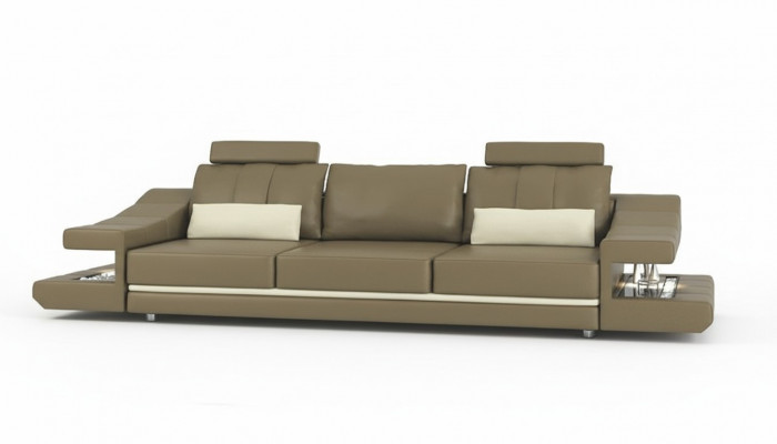Canapé de luxe design moderne 3 places en cuir marron Meubles Canapés grands