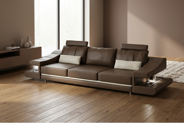 Canapé design de luxe moderne 3 places en tissu marron pour canapés d'angle