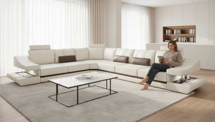 Canapés Design Canapé d'angle en forme de L Mobilier Lit Caractéristiques Tissu Cuir Canapé-lit Canapés