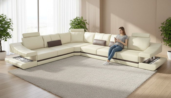 Canapé d'angle Canapé d'angle Canapé Meubles rembourrés Salon Textile en forme de L Sofas