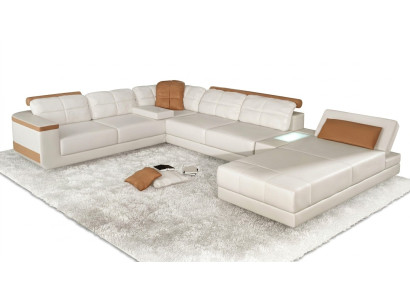 Canapé d'angle en forme de U Canapé Canapé en tissu Design Canapés Paysage vivant Fonction lit Cuir