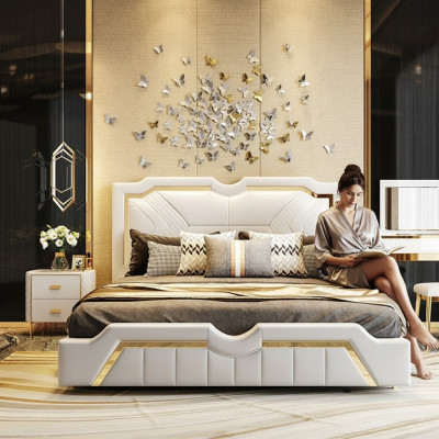 Conception Lit Rembourrage Luxe Double Lits Hôtel Mariage 180x200cm Sommeil