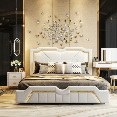 Conception Lit Rembourrage Luxe Double Lits Hôtel Mariage 180x200cm Sommeil