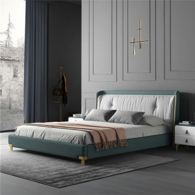 Lit double Lits Design Rembourrage Chambre 180x200cm Moderne Bois