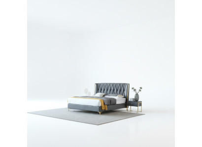 Hôtel Luxe Conception Lits Rembourrage Métal Cuir Chambre en acier inoxydable.