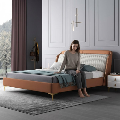 Revêtement de lit Design de luxe Hôtel Double Mariage Chambre de couchage en cuir 180x200cm