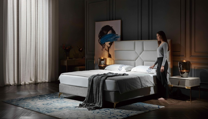 Lit de conception de luxe Rembourrage Lit double de l'hôtel Lits de mariage Chambre de sommeil 180x200cm