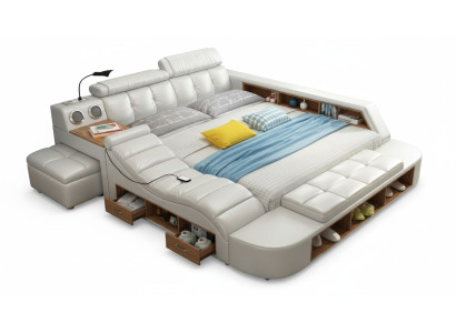 Lit design XXL grands lits rembourrage en cuir hôtel 180x200cm multifonction