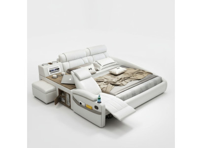 Lit design XXL Grand lit en cuir rembourré pour hôtel 180x200cm Multifonction