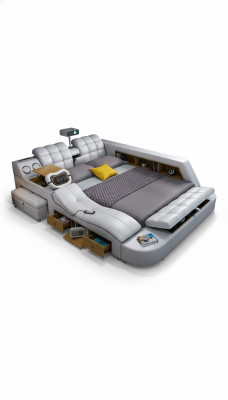 Lit de massage multifonctionnel Deluxe Lit d'hôtel en tissu avec LED USB Radio