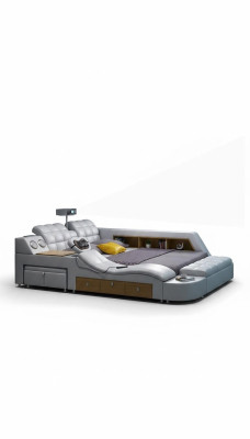 Lits multifonctions avec télévision intégrée, projecteur USB LED et fonction massage, hôtel de luxe.