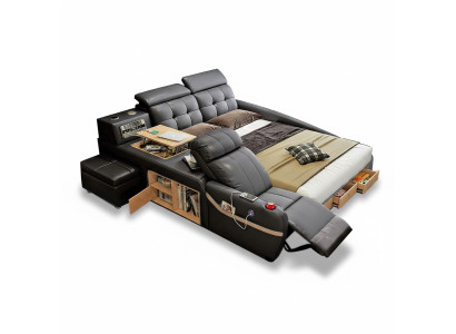 Lits de luxe multifonctions avec fonction massage, tissu d'hôtel, led, usb, radio.