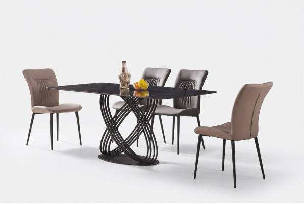 Table de luxe en acier inoxydable Table à manger Salle à manger Tables de cuisine Design Métal
