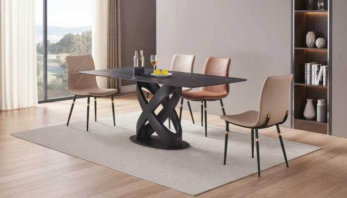 Meubles de table à manger en pierre moderne de luxe Luxe Conception de salle à manger de tables de table Cuisine nouvelle