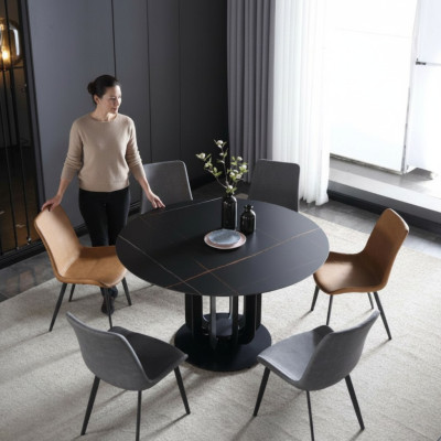 Tables de luxe Table ronde Design rond en acier inoxydable Mobilier Salle à manger tables à manger nouveau