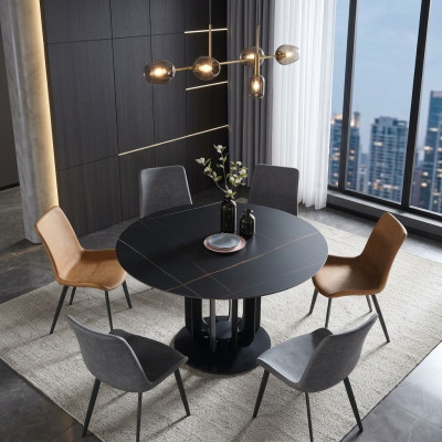 Tables de luxe Table ronde Design rond en acier inoxydable Mobilier Salle à manger tables à manger nouveau