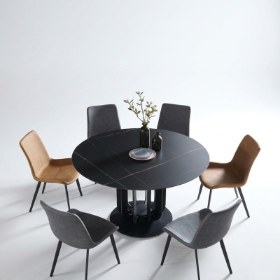Tables de luxe Table ronde Design rond en acier inoxydable Mobilier Salle à manger tables à manger nouveau