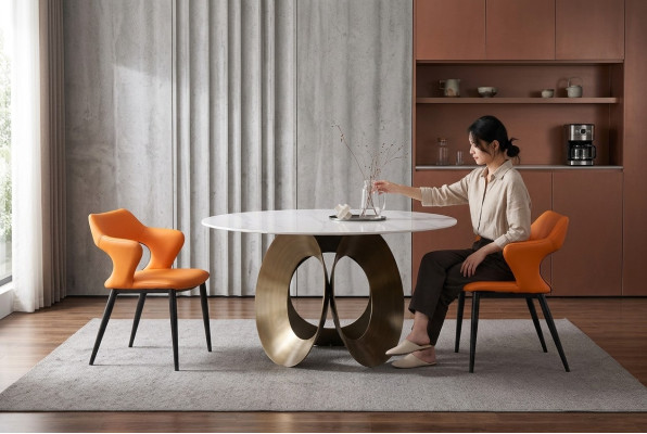 Table à manger Salle à manger Moderne en acier inoxydable Salon Cuisine Tables Design Table Métal
