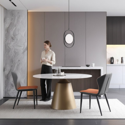 Tables de luxe Table à manger Meubles Colonne Table en marbre Style Tables à manger Métal acier inoxydable