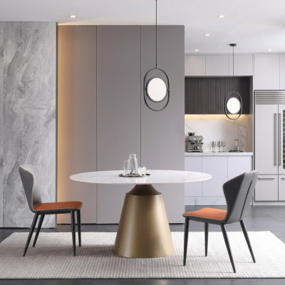 Tables de luxe Table à manger Meubles Colonne Table en marbre Style Tables à manger Métal acier inoxydable