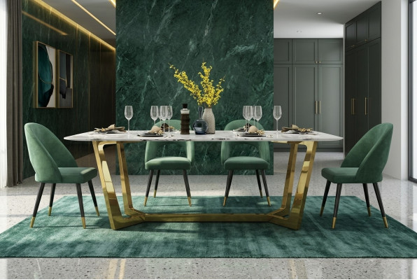 table en acier inoxydable Tables de luxe Mobilier de salle à manger moderne Tables à manger 140x80cm Métal