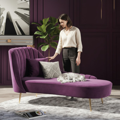 Chaise longue inclinable de luxe, rembourrage en tissu, canapé relax chaise longue.
