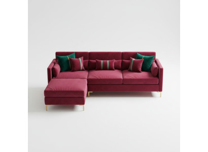 Paysage vivant Canapé d'angle en forme de L Relax Velours Bois massif Siège Design Canapé Lounge neuf