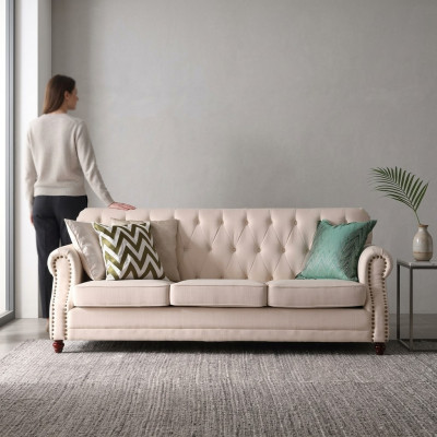Canapé Chesterfield 3 places Paysage vivant Siège relax Conception Canapé Lounge Sofas