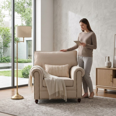 Fauteuil Canapé Tissu Fauteuil Meubles Relax Siège Conception Canapé Salon Textile Maison de campagne