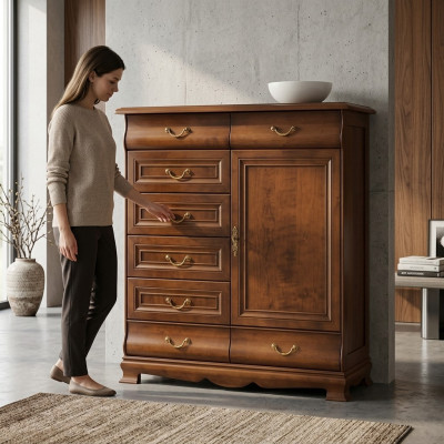Commode moderne Marron Commodes Bois Design Meuble Buffet Étagère Hôtel nouveau