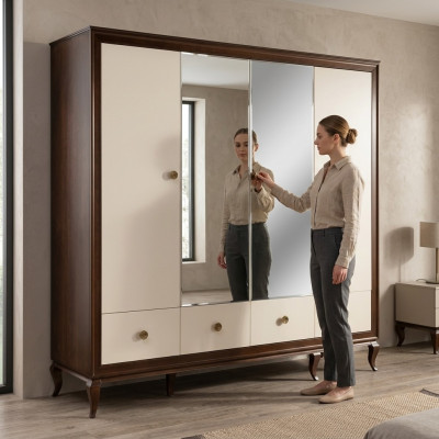 Armoire avec miroir 4 portes Armoire en bois avec 3 tiroirs neufs