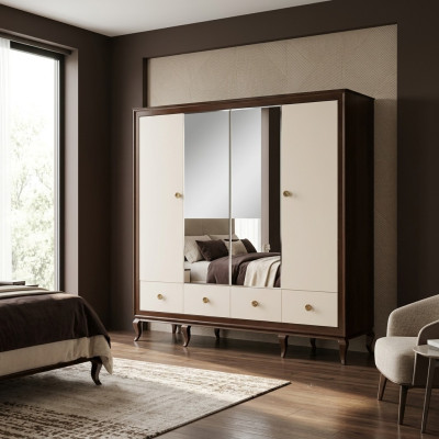 Armoire avec miroir 4 portes Armoire en bois avec 3 tiroirs neufs