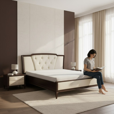Lit double Lit Lits Design Hôtel Luxe Rembourrage Mariage Bois 180 x 200cm Mobilier neuf