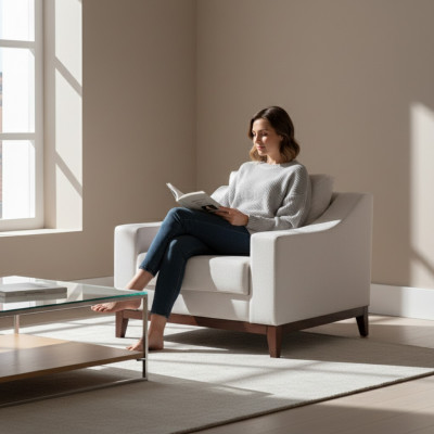Fauteuil rembourré Relax Lounge Fauteuil design Moderne Relax Moderne Chaise Blanche Nouvelle