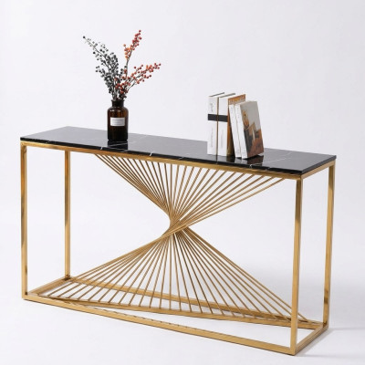 Table de console de luxe design, Tables consoles Bois Métal Design Or