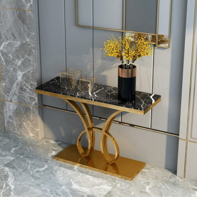 Table console moderne Designer Gold en acier inoxydable fait main 120x40cm