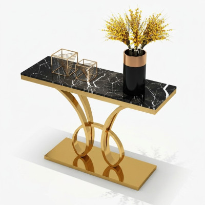 Table console moderne Designer Gold en acier inoxydable fait main 120x40cm