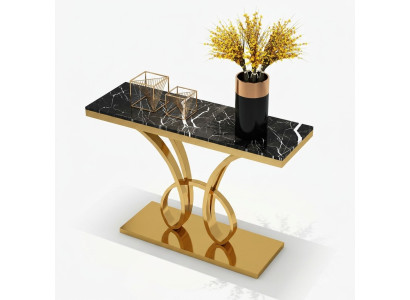 Table console moderne Designer Gold en acier inoxydable fait main 120x40cm