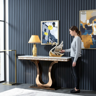 Table console en acier inoxydable de designer