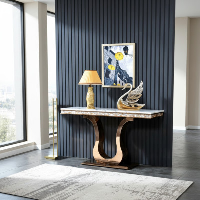 Table console en acier inoxydable de designer