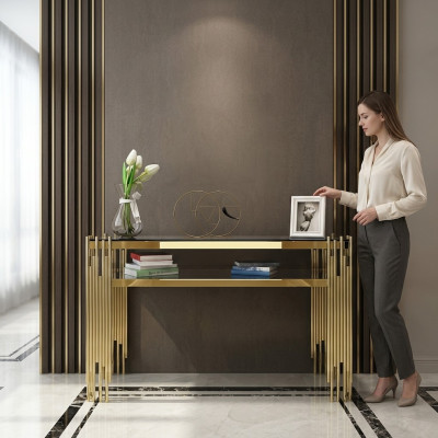 Table console en marbre Salon Chambre Coiffeuse en acier inoxydable