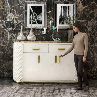Buffet de luxe Commode Armoire Buffets latéraux 3 portes avec 2 tiroirs