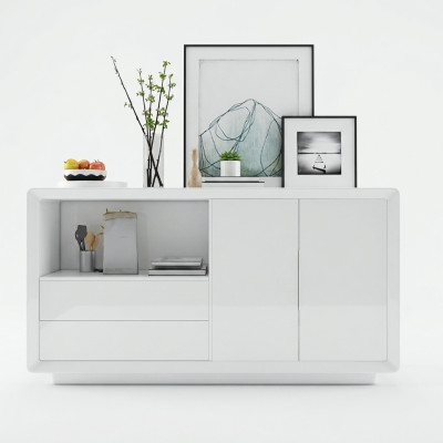 Buffet 2 portes avec 2 tiroirs Armoire Buffet Blanc Buffet