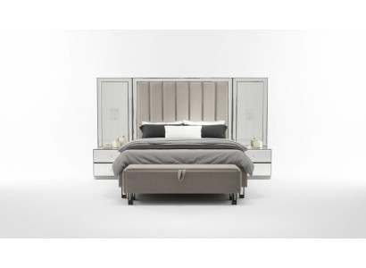Jeu de chambre luxueux exclusif : Lit, 2 tables de chevet et tabouret