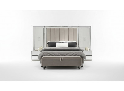 Jeu de chambre luxueux exclusif : Lit, 2 tables de chevet et tabouret