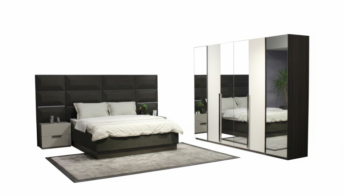 Ensemble de meubles de chambre complet Lit 2x Table de chevet Coiffeuse Miroir 8pcs nouveau