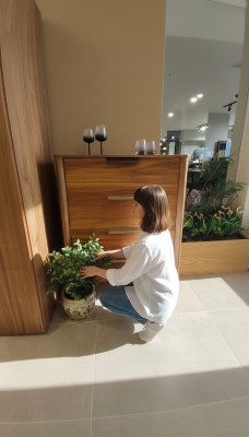 Commode de luxe pour chambre avec 4 tiroirs Armoire en bois Mobilier design Bois neuf