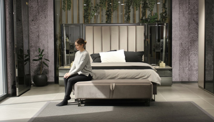 Luxueux ensemble de chambre à coucher Lit + 2x Tables de chevet Meubles complets de chambre neufs