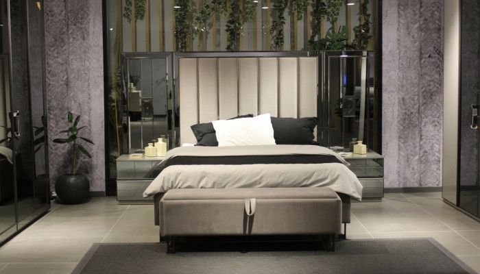 Luxueux ensemble de chambre à coucher Lit + 2x Tables de chevet Meubles complets de chambre neufs