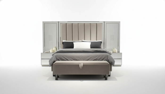 Luxueux ensemble de chambre à coucher Lit + 2x Tables de chevet Meubles complets de chambre neufs